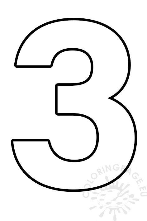 Printable Number 3 Outline