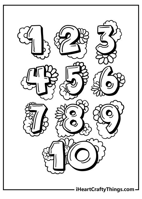 Printable Number Coloring Pages 1-10