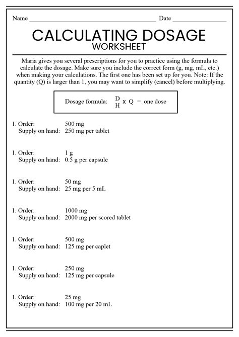 Printable Nurse Nursing Dosage Calculation Practice Worksheets