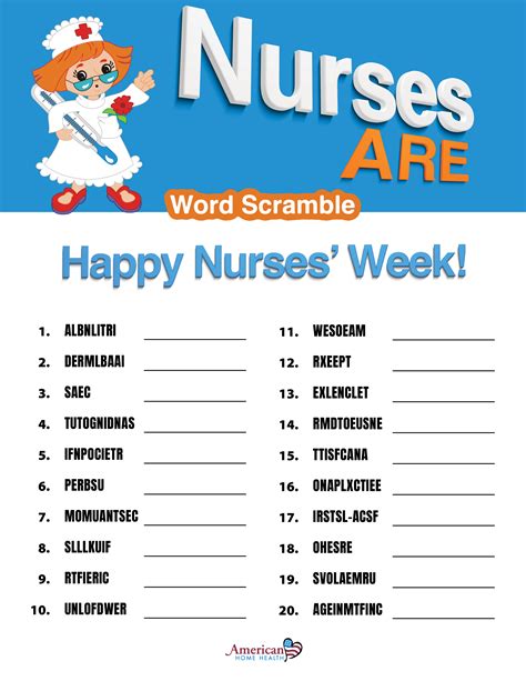Printable Nurses Week Games