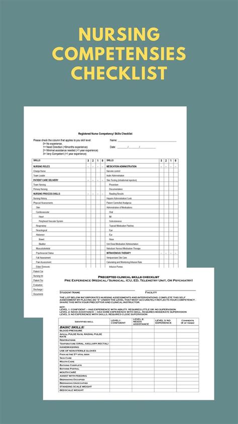 Printable Nursing Skills Competency Checklist Customize and Print