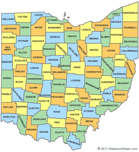 Printable Ohio Maps State Outline, County, Cities