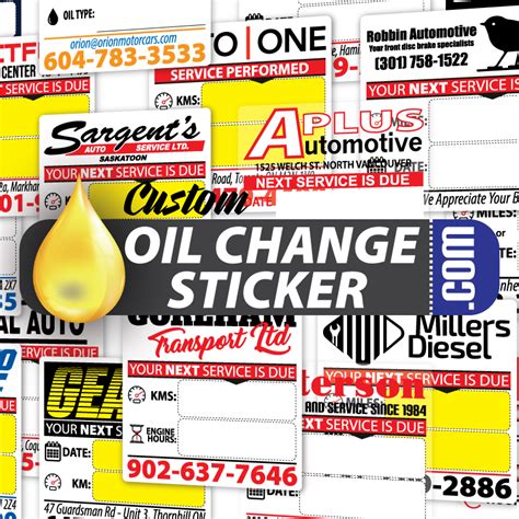 Printable Oil Change Stickers