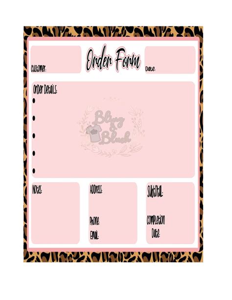 Printable Order Form Order Form Cute Order Form Simple Etsy