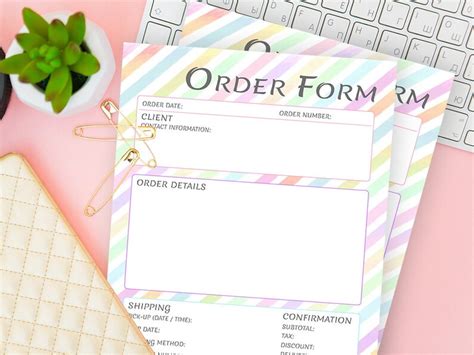 Printable Order Form Templates Digital Cute Worksheet Etsy