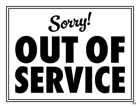 Printable Out Of Service Sign Yellow Color Free Printable Sign Designs