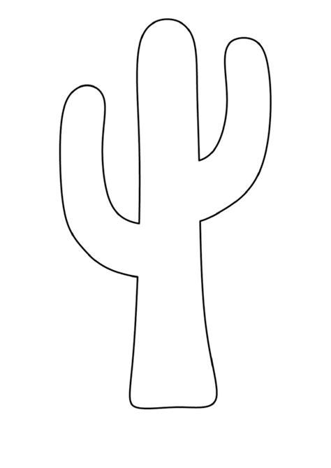 Printable Outline Cactus Template