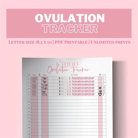 Printable Ovulation Log Tracker Digital Planner PDF PCOS Friendly TTC