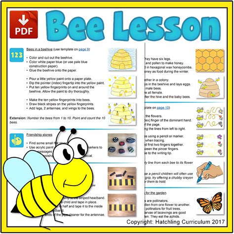 Printable PDF Bee Lesson PreWriting and Number Activities Ms
