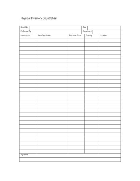 Printable PDF Physical Inventory Count Sheet Printable Business Forms