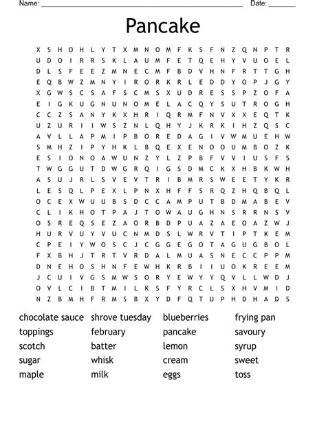 Printable Pancake Template Printable Word Searches
