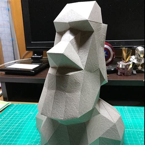 Printable Paper Model Of Moai 3D Papercraft Model Download