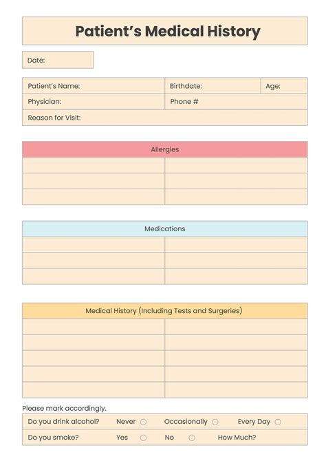 Printable Patient Medical Chart Template