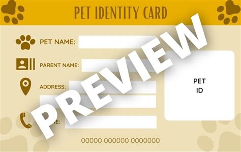 Printable Pet Id Card Template