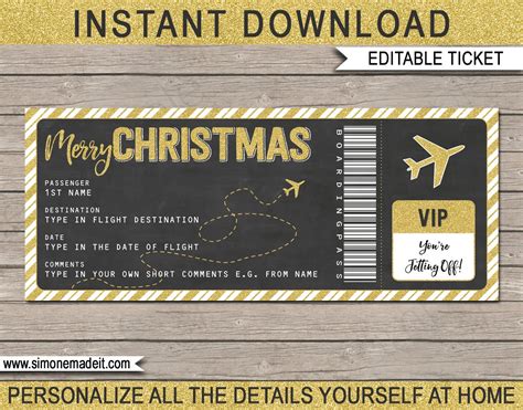 Printable Plane Ticket Gift