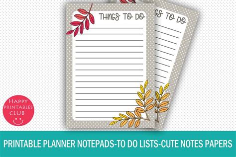 Printable Planner Notepads to Do Lists Graphic by Happy Printables