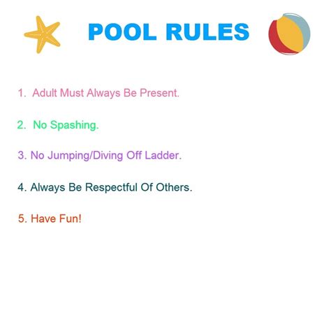 Printable Pool Rules Summer! Summer! Summer! Pinterest