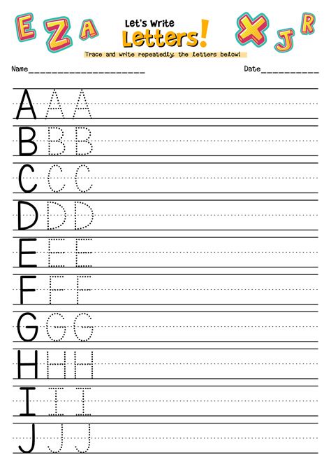 Printable Practice Letter Sheets