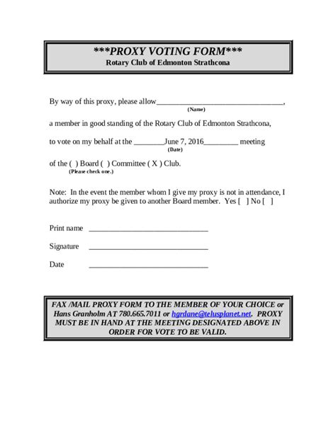 Printable Proxy Voting Form Printable Forms Free Online