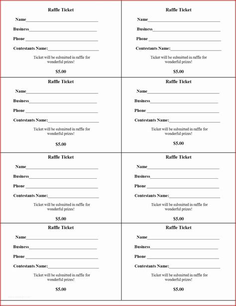 Printable Raffle Entry Form Template