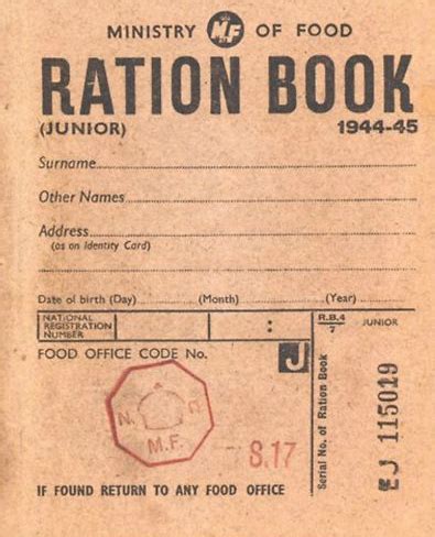 Printable Ration Book