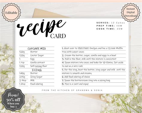 Printable Recipe Cards Template