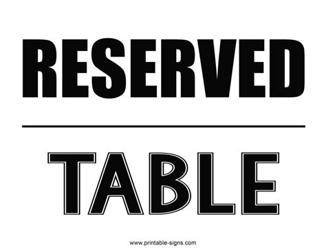 Printable Reserved Table Signs Customize and Print