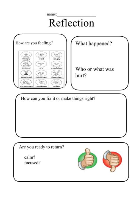 Printable Restorative Justice Reflection Sheet