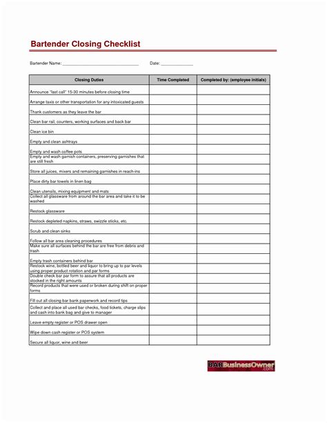 Printable Retail Store Daily Checklist Francesco Printable