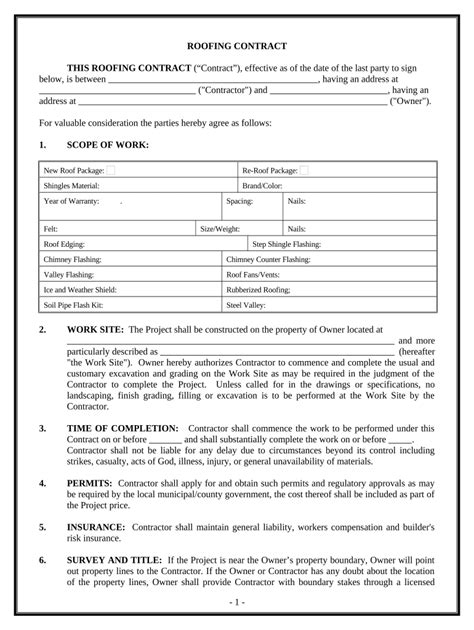 Printable Roofing Contract Template Fill Online Printable Fillable Blank Pdffiller