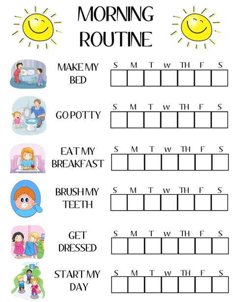 Printable Routine Chart for Kids to Do List Routine Chore Etsy