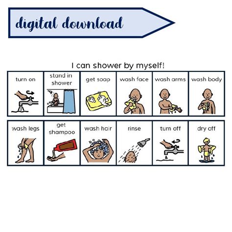 Printable SHOWERING Visual Schedule Picture Sequence Behaviour Support