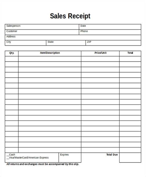 Printable Sales Receipt Created in MS Word Office Templates Ready