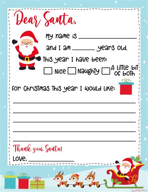 Printable Santa Letter Template Free