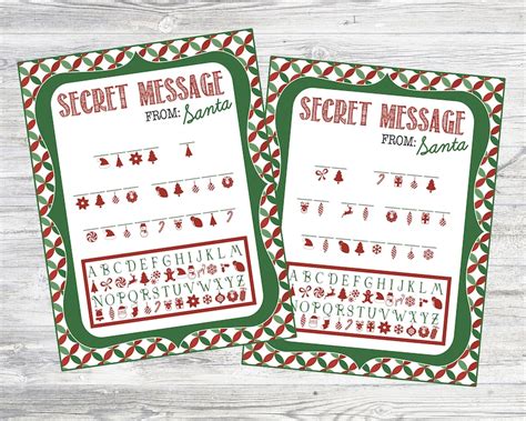 Printable Secret Message From Santa Code Sheets. Instant Etsy