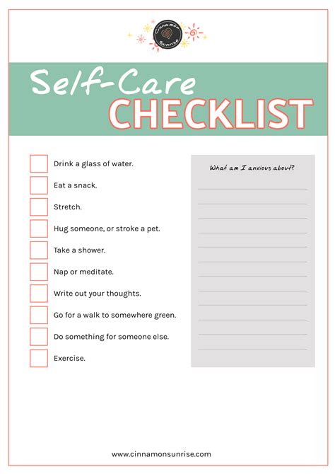 Printable Self Care List