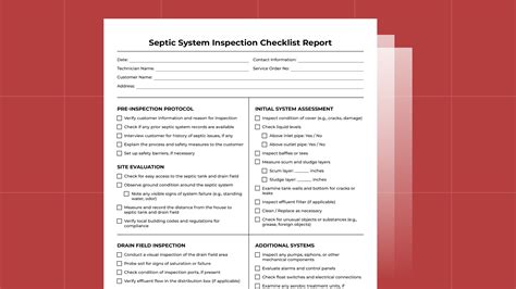 Printable Septic Inspection Report Template Word Example in 2021