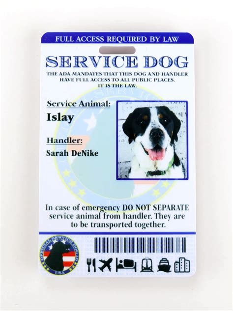 Printable Service Dog Id Card