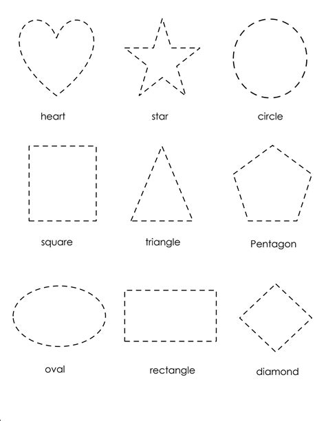 Printable Shape Tracing Worksheet, Learning Practice Worksheet Etsy