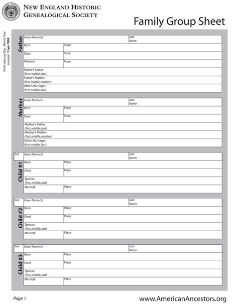 Printable Simple Family Group Sheet Printable World Holiday