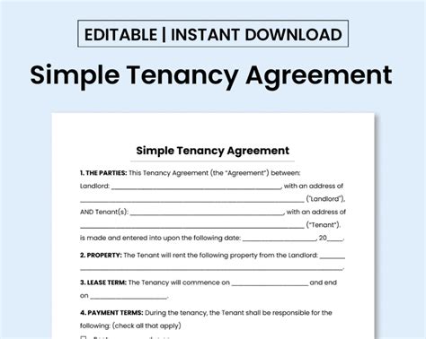 Printable Simple Tenancy Agreement Uk