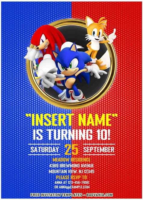 Printable Sonic Invitation Template