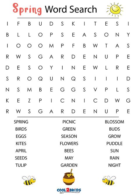 Printable Spring Word Search Cool2bKids