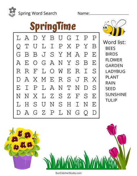 Printable Spring Word Search For Kids