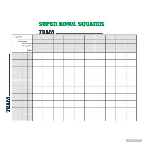 Printable Squares For Super Bowl