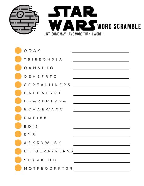 Printable Star Wars Activity Sheets