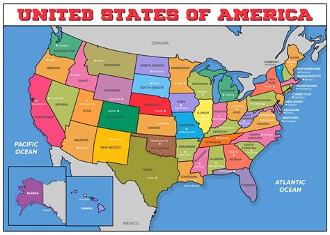 Printable States And Capitals Map United States Map Pdf