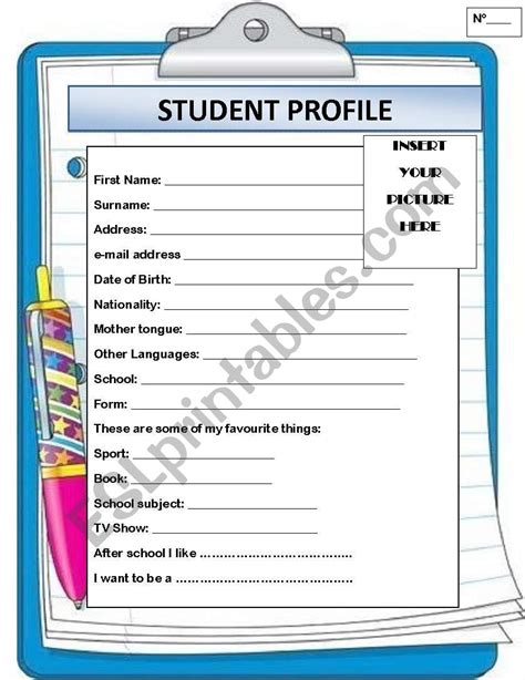 Printable Student Profile Template
