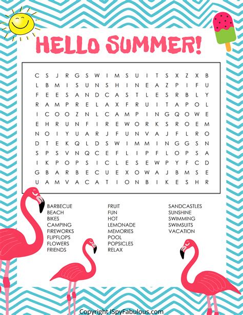 Printable Summer Word Searc