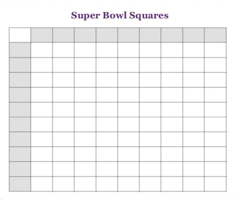 Printable Super Bowl Squares Template